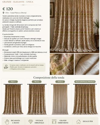 Grande Tenda Vintage Ricamata a Mano 270 × 300 cm