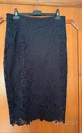 Gonna di pizzo blu notte