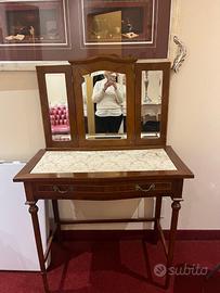 Mobile Toilette Vintage con Specchiera a Tre Ante