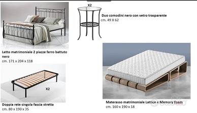 Letto matrimoniale con comodini in ferro battuto