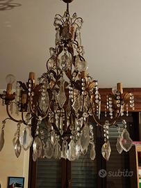 Lampadario con cristalli vintage