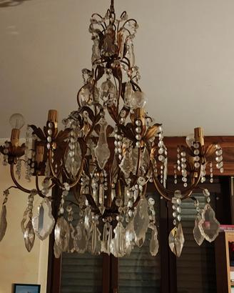 Lampadario con cristalli vintage