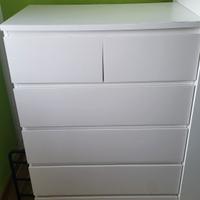 Cassettiera con 6 cassetti, bianco, 80x123 cm