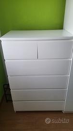 Cassettiera con 6 cassetti, bianco, 80x123 cm