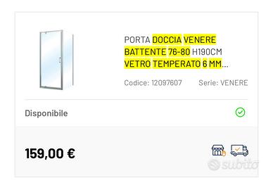 Vetro doccia venere 76-80L 190h