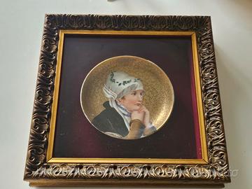 Piatto ritratto dipinto inizi 900