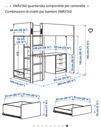 🔹 LETTO A SOPPALCO IKEA SMÅSTAD BIANCO –come nuovo