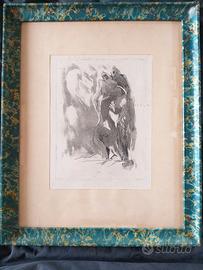 Quadro, incisione anni 1970 con carta veneziana