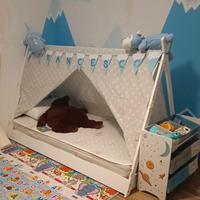 Letto Montessori tenda 90*200 con materasso