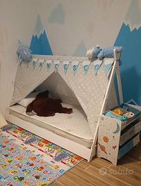Letto Montessori tenda 90*200 con materasso