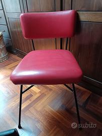 2 Sedie vintage anni 60/70 rare similpelle rossa