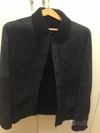 Cappottino in camoscio blu per uomo,