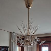 Lampadario in ottone e cristalli swarovski