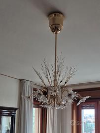 Lampadario in ottone e cristalli swarovski