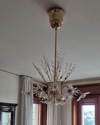 Lampadario in ottone e cristalli swarovski