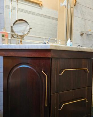 Mobile bagno in legno massello con marmo, specchio