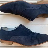 Scarpe Uomo Zara n. 42 Pelle Scamosciata Blu Navy