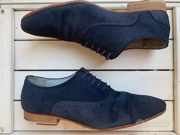 Scarpe Uomo Zara n. 42 Pelle Scamosciata Blu Navy