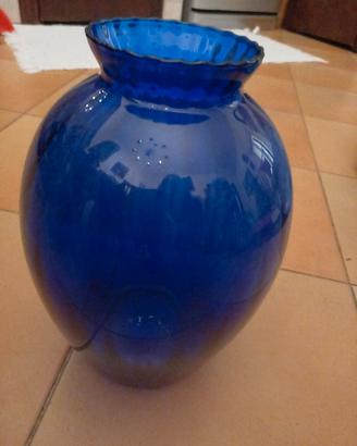 vaso vetro murano blù alto 31