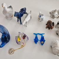 lotto animali in vetro, ceramica, murrina