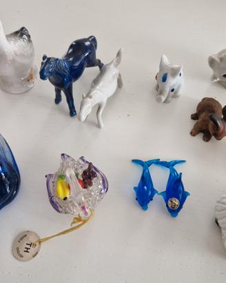 lotto animali in vetro, ceramica, murrina