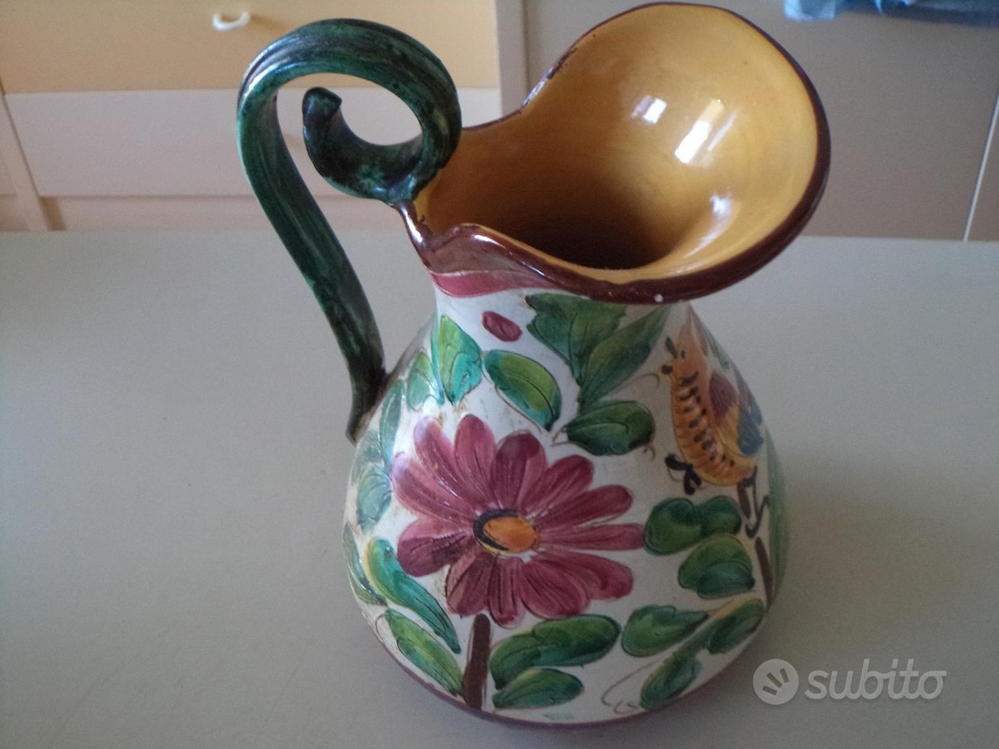 Orecchini Anfora in ceramica Caltagirone, h 7 cm ca. pietre naturali, smalto oro zecchino 24k