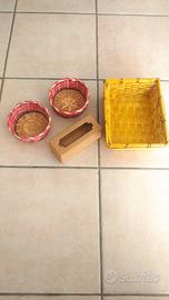 Tris di cestini in vimini+ omaggio 