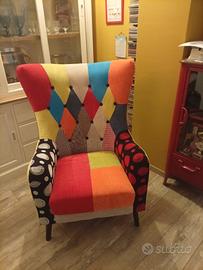 poltrona patchwork colorata 