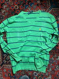 Maglione Polo Ralph Lauren Verde a Righe Scollo V