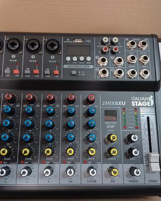 mixer audio proel italian stage  2mix8xu