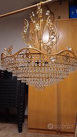 Lampadario Svarovsky placato oro 