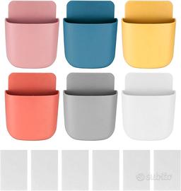 Porta telecomandi da parete, adesivo -6pz colorati