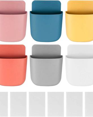 Porta telecomandi da parete, adesivo -6pz colorati