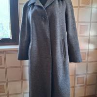 Cappotto in alpaca color grigio a spina di pesce