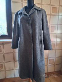 Cappotto in alpaca color grigio a spina di pesce