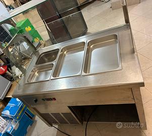 Banco refrigerato con vasche con vetro protettivo