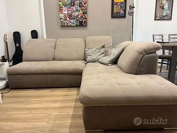 Divano Letto con Penisola Grigio Tortora