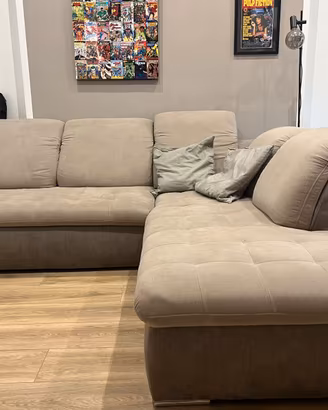 Divano Letto con Penisola Grigio Tortora