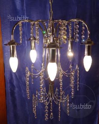 LAMPADARIO 5 bracci con pendagli in cristallo