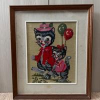 Quadro puntocroce gattini 36x42