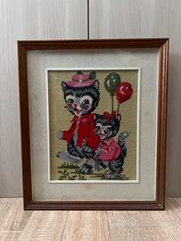Quadro puntocroce gattini 36x42