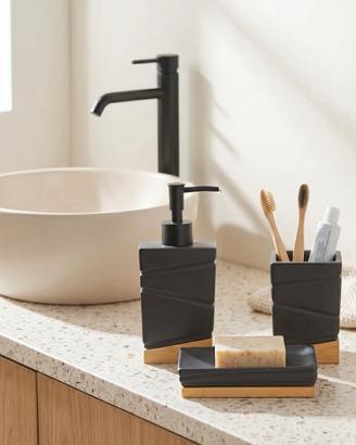 Set bagno design in ceramica e bambù