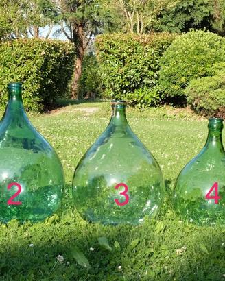 Damigiane vetro verde bianco Empoli piccole grandi