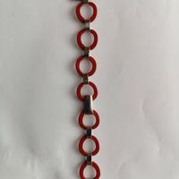 Cinturino a braccialetto color argento/rosso 18mm
