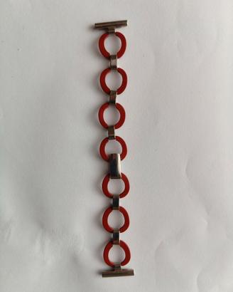 Cinturino a braccialetto color argento/rosso 18mm