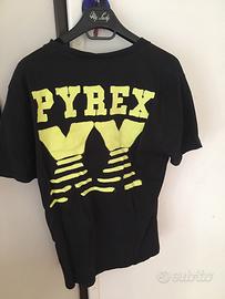 T-shirt pyrex nera con logo giallo taglia M