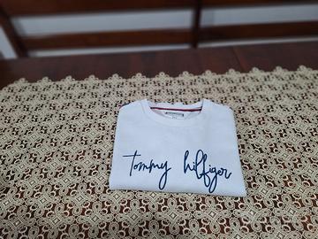 felpa tommy hilfiger bianca junior taglia 164 (xs)