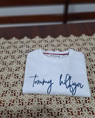 felpa tommy hilfiger bianca junior taglia 164 (xs)