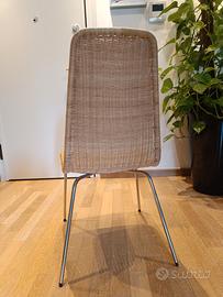 sedie Ikea in rattan, gambe in metallo cromato