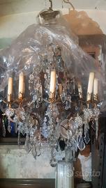 Lampadario antico gocce cristallo 1800